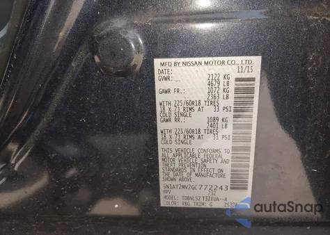 2016 Nissan Rogue Sl from USA, damaged, VIN 5N1AT2MV2GC772243